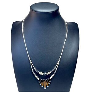 Jovita Haskie VTG 70's Navajo Hematite Drop Beaded Double Strand Necklace 19"